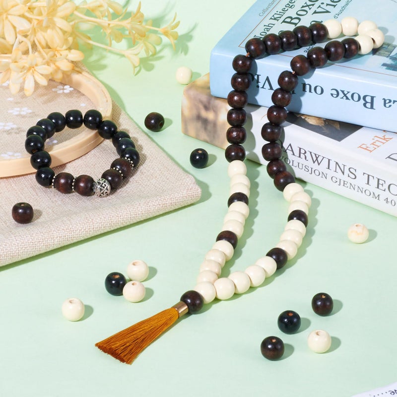 Craftdady 400Pcs Natural Round Wooden Ball Spacer Beads 12mm Black Brown Ivory Natural Color Wood Loose Beads for DIY Jewelry Making Hole: 2.5-3mm - Image 3